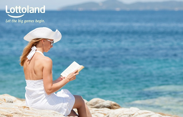 Lottery Themed Books Reading by the beach