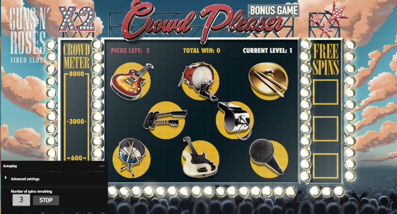 Guns 'n' Roses Slot at Lottoland Guns 'n' Roses Slot - Crowd Pleaser Bonus Game