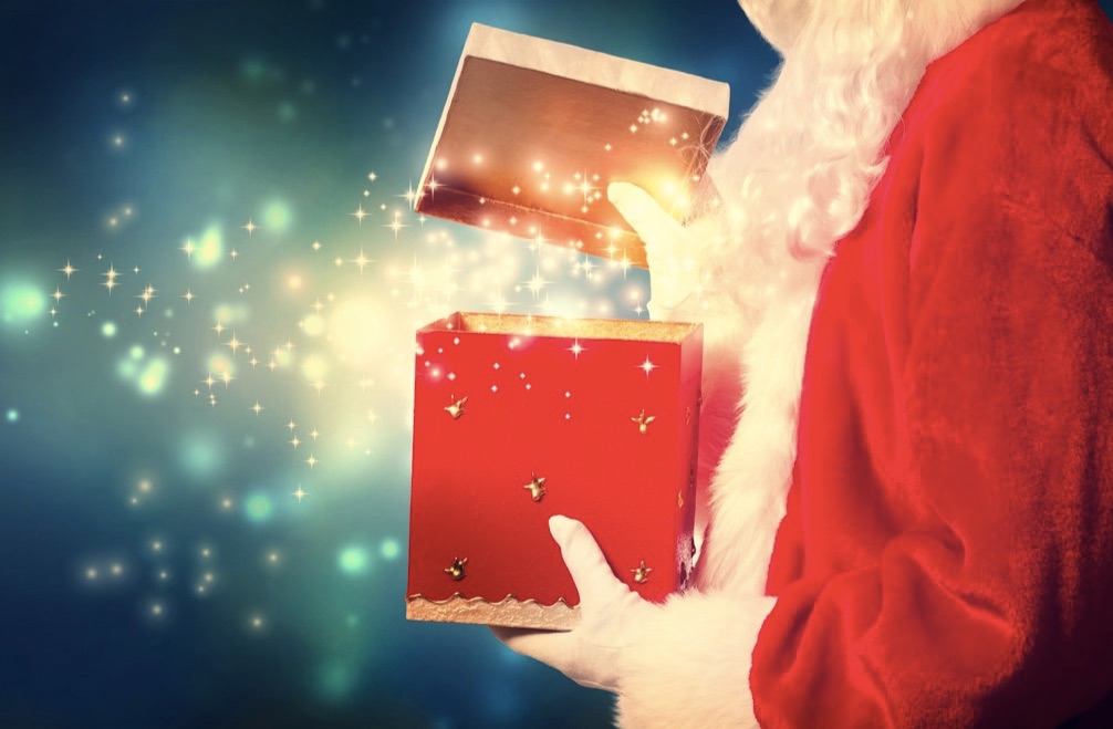 Santa opens a magical gift