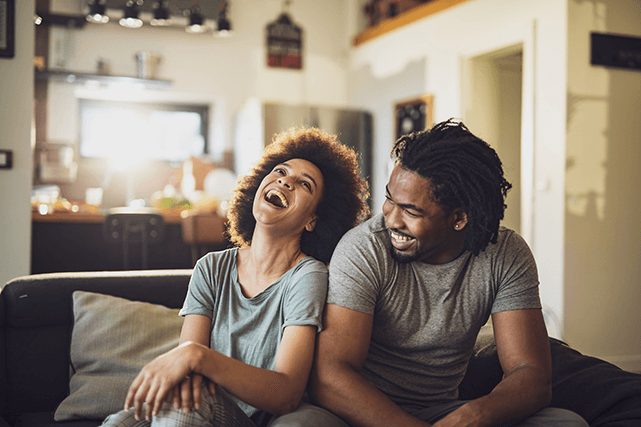 Fun facts about the life of a 12-year-old sofa Laughing couple on a sofa