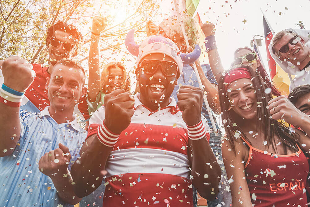 Friends celebrating record lottery