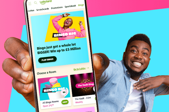 How To Bet On Bingo with Lottoland Man showing how to bet on bingo with Lottoland on mobile
