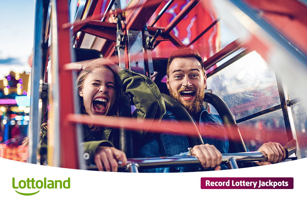 Record Lottery Jackpots Woman and Man Having Fun on a Rollercoaster