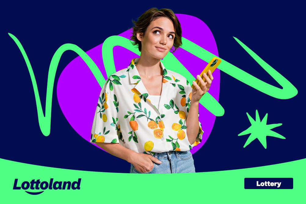 Thoughtful woman holding a phone, learning how lotto payouts work at Lottoland.