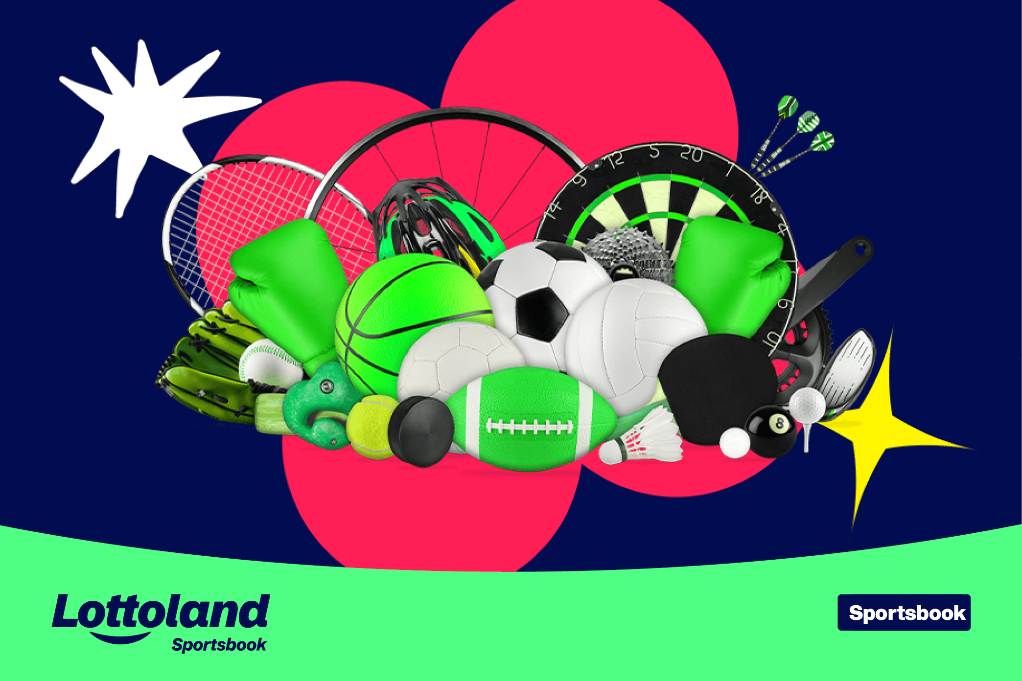 An image showing the equipment from several different sports, all of which you can place a correct score bet on