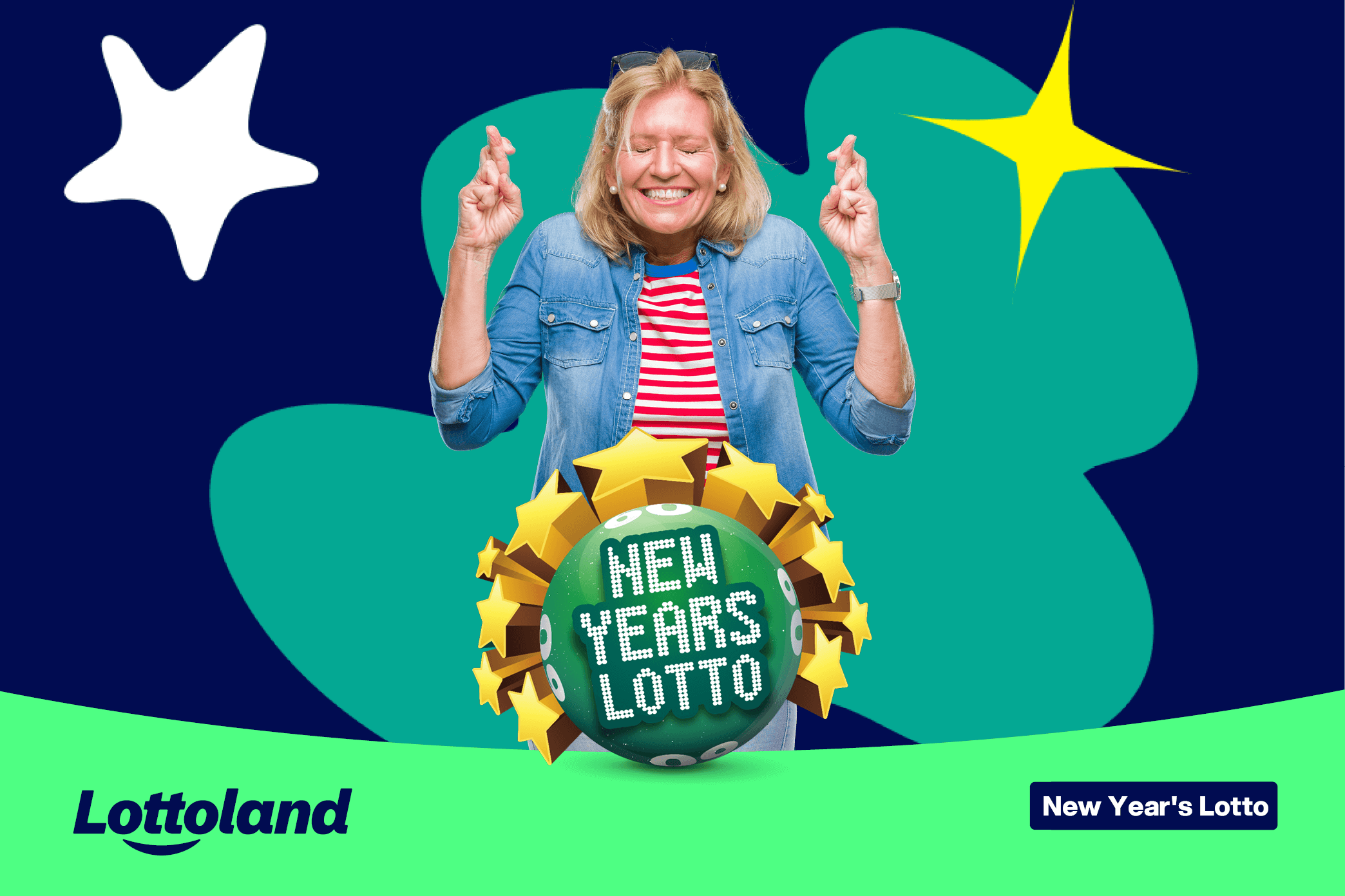 A woman crossing her fingers, hoping to hit the £100 million New Year's Lotto jackpot!