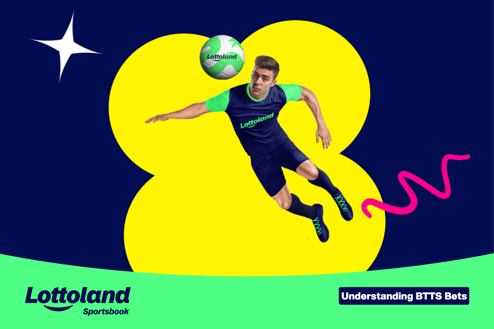 A footballer diving to head a football, potentially helping someones BTTS bet