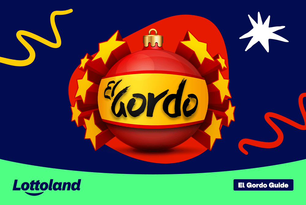 An image of a Christmas bauble with the logo of the Spanish Christmas Lottery, El Gordo, on the front.