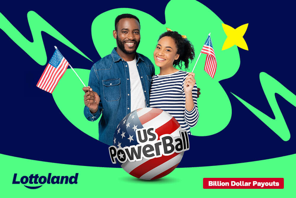 Two people holding small American flags, hoping to celebrate a record US PowerBall Jackpot