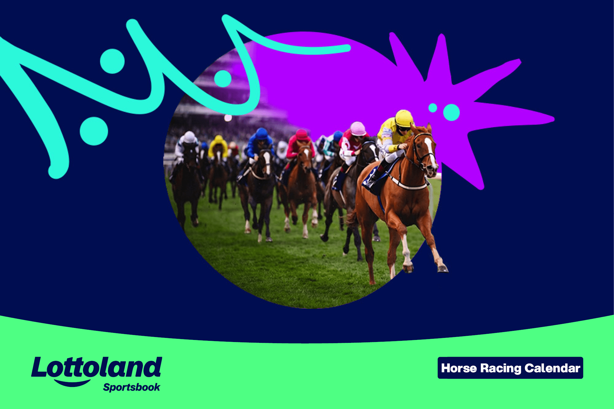 A snapshot of a horse race in progress at one of the events on the UK's and Ireland's horse racing calendar.