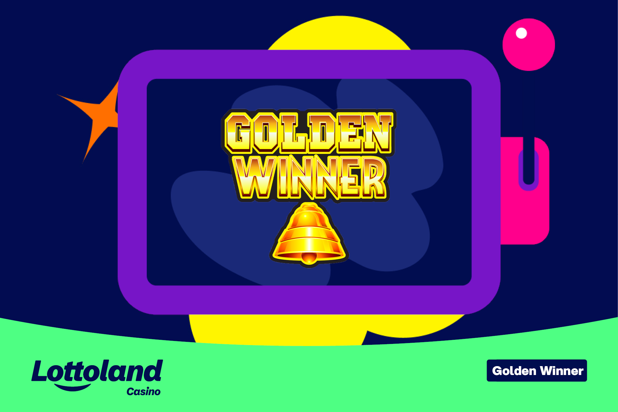 The Golden Winner slot logo on a lottoland-branded background